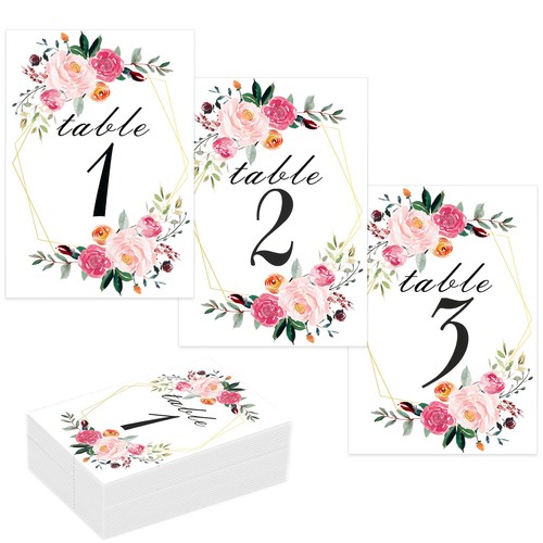 Floral table number - floral, cards
